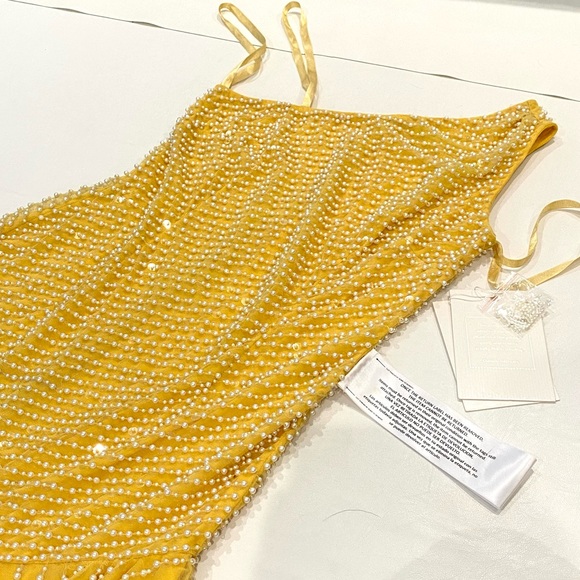 Mac Duggal 93741 Imitation Pearl One Shoulder Beaded High Low Dress 6 - Picture 5 of 8